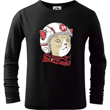 Chlapecké tričko Moto kocour - Triko dětské Long Sleeve - 122 cm/6 let ( Černá )