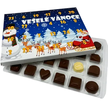 Vánoční dekorace Adventní kalendář s plastovým blistrem "Sněhulák-Veselé Vánoce" 28x22x2 cm, políčko 3,5x3,5 cm