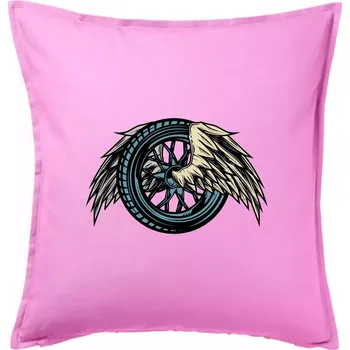 Polštář Moto kolo s křídly - Polštář 50x50 - 50x50 - Pouze potah ( Růžová )