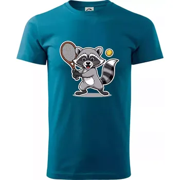 Mýval hraje tenis kreslený - Klasické pánské triko vyšší gramáže - M ( Petrolejová )
