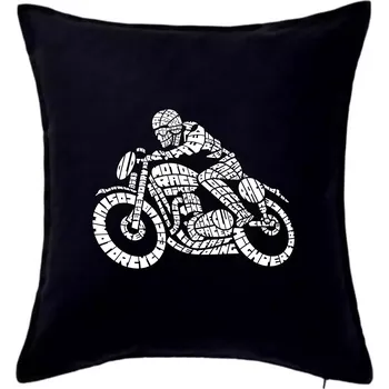 Polštář Motorkář nápisy - Polštář 50x50 - 50x50 - Pouze potah ( Černá )