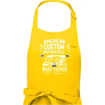 Kuchyňská zástěra American Custom Motorcycle - Pánská zástěra na vaření - Univerzální velikost ( Žlutá )
