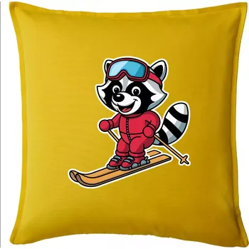 Polštář Mýval na lyžích - kreslený - Polštář 50x50 - 50x50 - Pouze potah ( Žlutá )