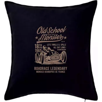 Polštář Old School Road Race Monster - Polštář 50x50 - 50x50 - Pouze potah ( Černá )