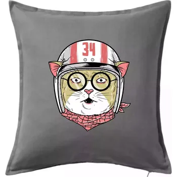 Polštář Moto kočka - Polštář 50x50 - 50x50 - Pouze potah ( Tmavě šedý melír )