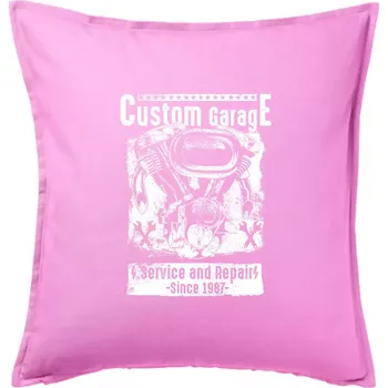 Polštář Custom Motorcycle Garage - Polštář 50x50 - 50x50 - Včetně výplně ( Růžová )