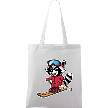 Mýval na lyžích - kreslený - Taška bavlněná - 42 x 38 cm ( Bílá )