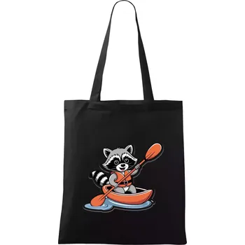 Nákupní taška Mýval v kajaku kreslený - Taška bavlněná - 42 x 38 cm ( Černá )