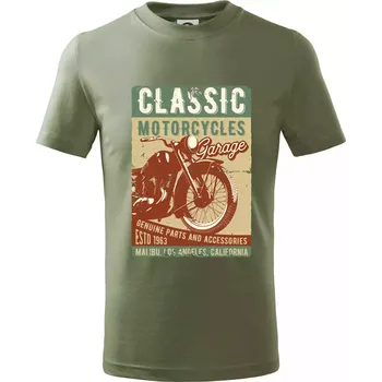 Moto garage malibu - Tričko dětské bavlněné - 122 cm/6 let ( Khaki )