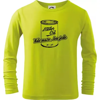 Chlapecké oblečení Motor Oil - kdo maže - Triko dětské Long Sleeve - 134 cm/8 let ( Limetková )