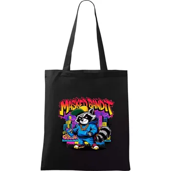 Mýval - masked bandit grafitti - Taška bavlněná - 42 x 38 cm ( Černá )