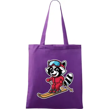 Mýval na lyžích - kreslený - Taška bavlněná - 42 x 38 cm ( Fialová )