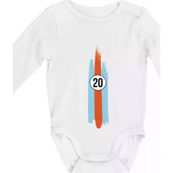 Vintage Race 20 - Body kojenecké s dlouhým rukávem - Dlouhý r. 6-12 měs ( Bílá )