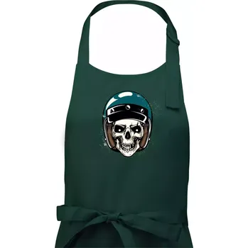 Kuchyňská zástěra Moto helma modrá - Pánská zástěra na vaření - Univerzální velikost ( Lahvově zelená )