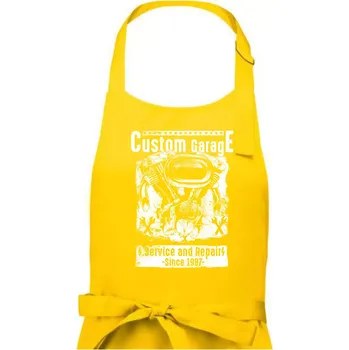 Kuchyňská zástěra Custom Motorcycle Garage - Pánská zástěra na vaření - Univerzální velikost ( Žlutá )