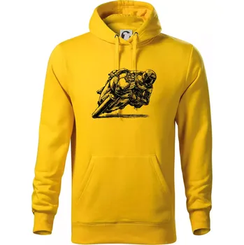 Pánská mikina Motorkář skica - Mikina pánská Cape s kapucí - XL ( Žlutá )