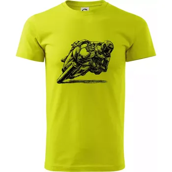 Motorkář skica - Klasické pánské triko vyšší gramáže - L ( Limetková )