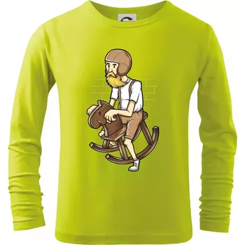 Chlapecké tričko Starý jezdec - Triko dětské Long Sleeve - 146 cm/10 let ( Limetková )