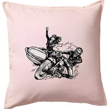 Polštář Motorka se sajdkou - Polštář 50x50 - 50x50 - Včetně výplně ( Světle růžová )