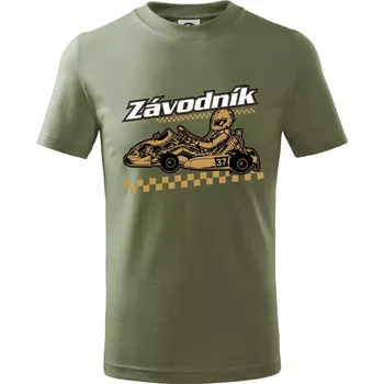 Chlapecké oblečení Motokára závodník - Tričko dětské bavlněné - 134 cm/8 let ( Khaki )