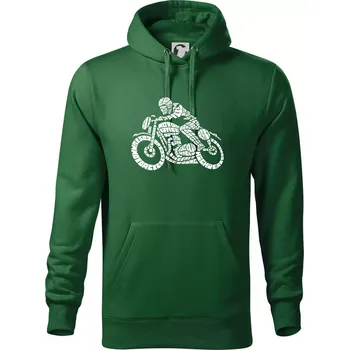 Pánská mikina Motorkář nápisy - Mikina pánská Cape s kapucí - 5XL ( Lahvově zelená )