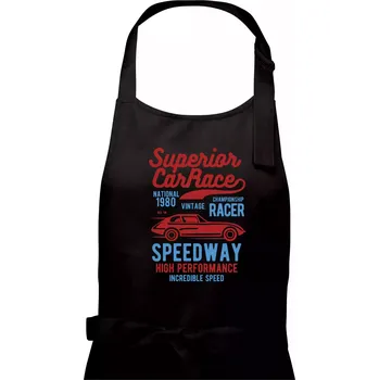 Kuchyňská zástěra Superior Car Race - Pánská zástěra na vaření - Univerzální velikost ( Černá )