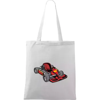 Nákupní taška Motokára červená - Taška bavlněná - 42 x 38 cm ( Bílá )