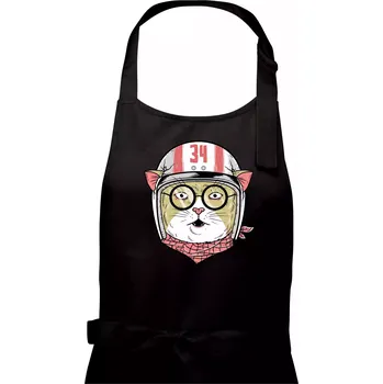 Kuchyňská zástěra Moto kočka - Pánská zástěra na vaření - Univerzální velikost ( Černá )