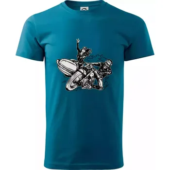 Motorka se sajdkou - Klasické pánské triko vyšší gramáže - XS ( Petrolejová )