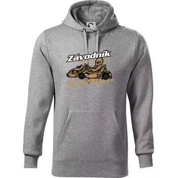 Pánská mikina Motokára závodník - Mikina pánská Cape s kapucí - 4XL ( Tmavě šedý melír )