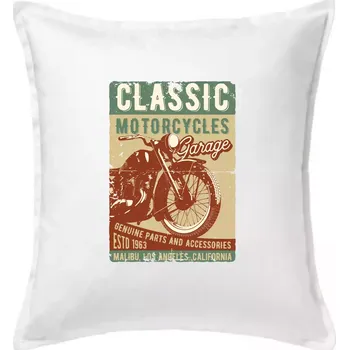 Polštář Moto garage malibu - Polštář 50x50 - 50x50 - Pouze potah ( Bílá )