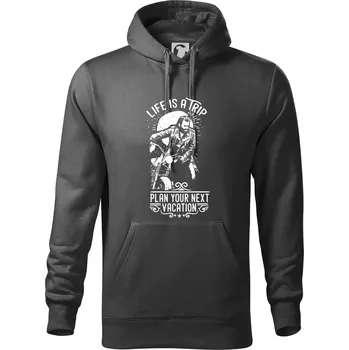 Pánská mikina Life Is a Trip - Mikina pánská Cape s kapucí - 5XL ( Tmavá břidlice (šedá se zeleným nádechem) )