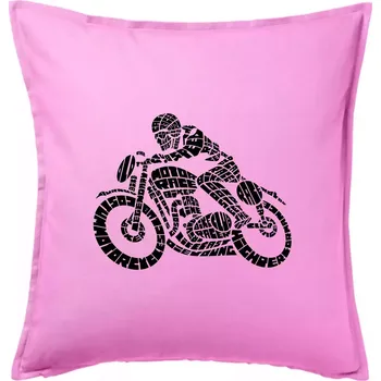Polštář Motorkář nápisy - Polštář 50x50 - 50x50 - Pouze potah ( Růžová )