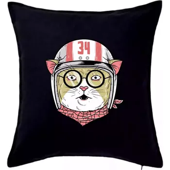 Polštář Moto kočka - Polštář 50x50 - 50x50 - Pouze potah ( Černá )
