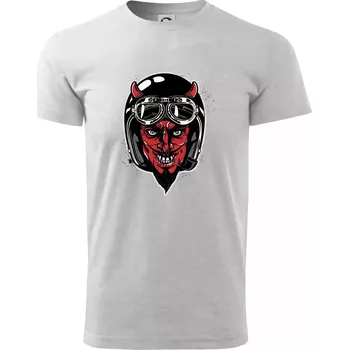 Pánské tričko Ďábel motorkář - Triko extra velké (5-8XL) - 6XL ( Světlešedý Melír )