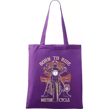 Born To Ride - motor cycle - Taška bavlněná - 42 x 38 cm ( Fialová )