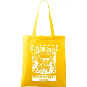 Nákupní taška Custom Motorcycle Garage - Taška bavlněná - 42 x 38 cm ( Žlutá )