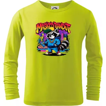 Dětská móda Mýval - masked bandit grafitti - Triko dětské Long Sleeve - 134 cm/8 let ( Limetková )