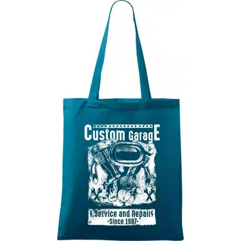 Custom Motorcycle Garage - Taška bavlněná - 42 x 38 cm ( Petrolejová )
