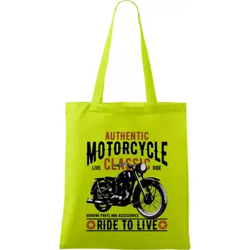 Authentic classic ride to live - Taška bavlněná - 42 x 38 cm ( Limetková )