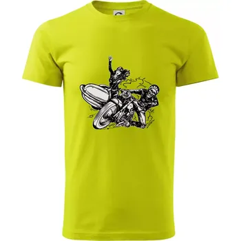 Motorka se sajdkou - Klasické pánské triko vyšší gramáže - XS ( Limetková )