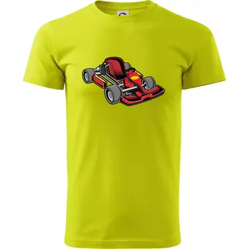 Pánské tričko Motokára červená - Klasické pánské triko vyšší gramáže - 3XL ( Limetková )