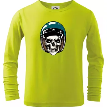 Dětská móda Moto helma modrá - Triko dětské Long Sleeve - 122 cm/6 let ( Limetková )