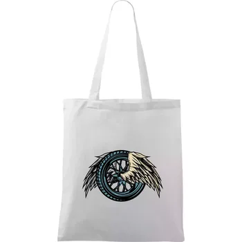 Moto kolo s křídly - Taška bavlněná - 42 x 38 cm ( Bílá )