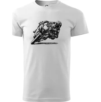Motorkář skica - Triko extra velké (5-8XL) - 7XL ( Bílá )