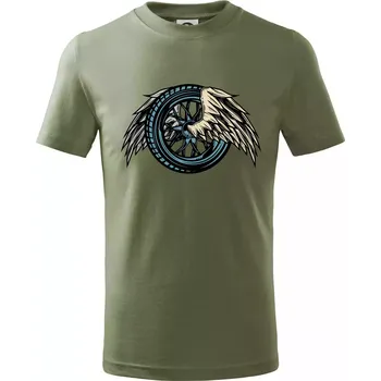 Moto kolo s křídly - Tričko dětské bavlněné - 104-110cm / 3-4 roky ( Khaki )