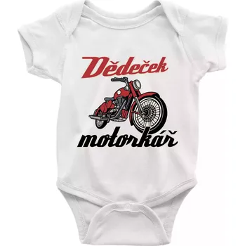 Kojenecký body Dědeček motorkář - Body kojenecké s krátkým rukávem - Krátký r. do 3 měs ( Bílá )