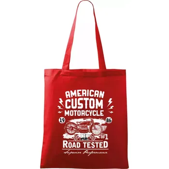 Nákupní taška American Custom Motorcycle - Taška bavlněná - 42 x 38 cm ( Červená )