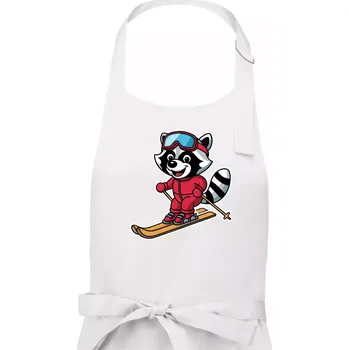 Kuchyňská zástěra Mýval na lyžích - kreslený - Pánská zástěra na vaření - Univerzální velikost ( Bílá )