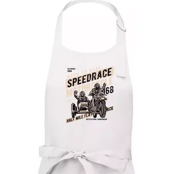 Kuchyňská zástěra Speedrace motrcycle half mile - Dámská zástěra na vaření - Univerzální velikost ( Bílá )